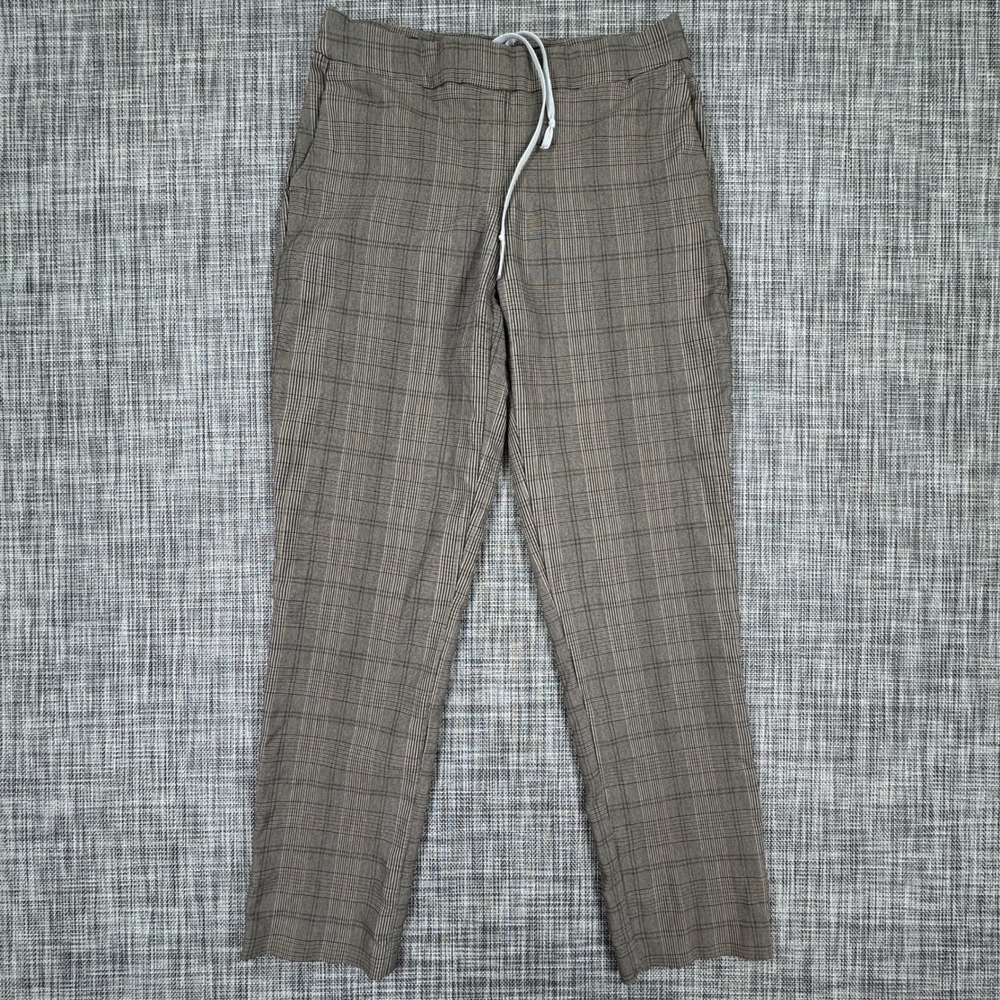 Hilary Radley Women's Small Brown Glen Plaid Pull On Drawstring Pants Stretch